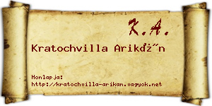 Kratochvilla Arikán névjegykártya